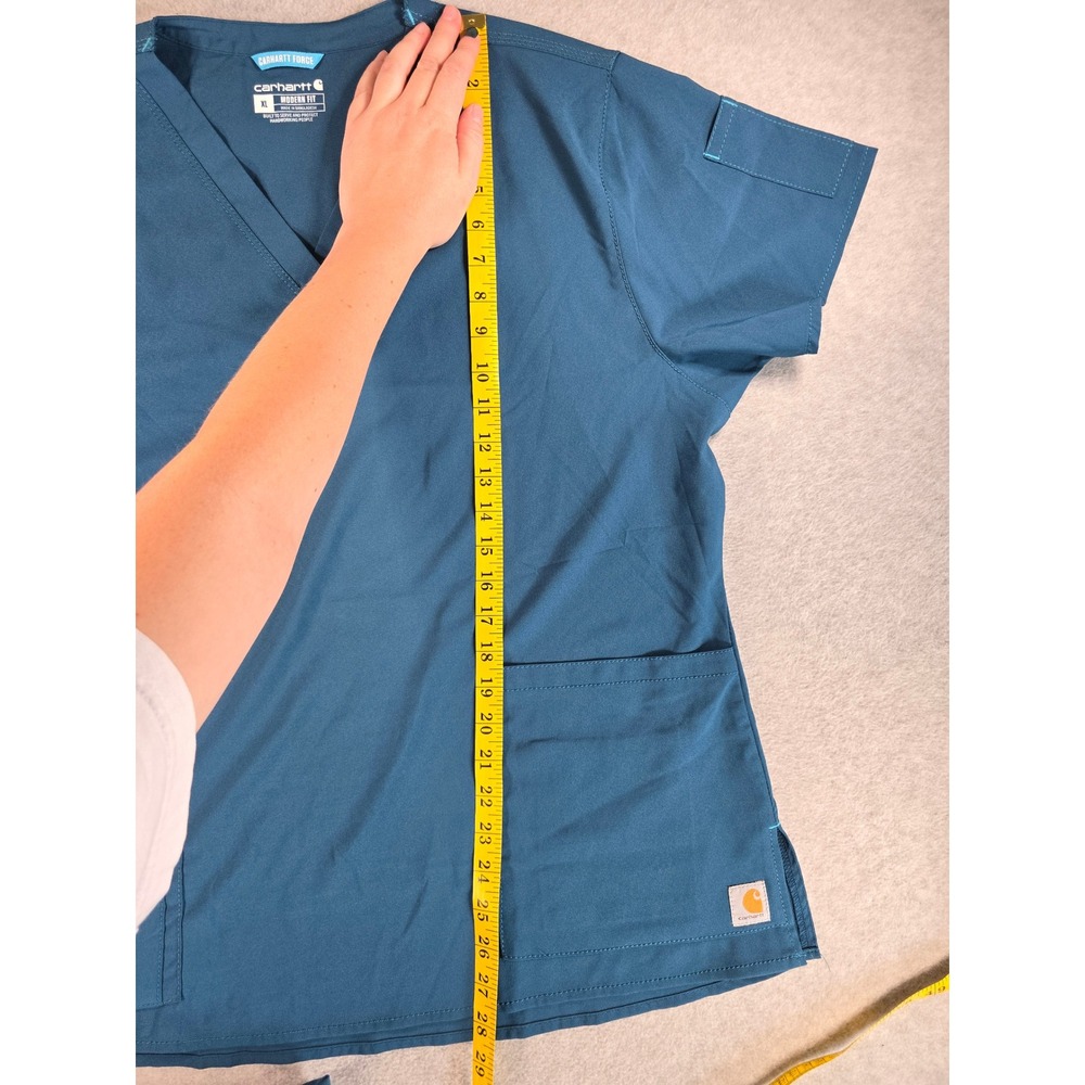 Carhartt Force Scrub Set Women XL Petite Blue Modern Fit V-Neck Cargo C52110P - Picture 7 of 16